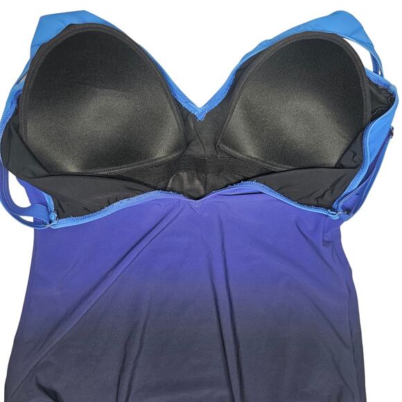 Profile by Gottex Splendor Ombre Swimsuit V-Neck Soft Cups Tummy Control Size 16 - Picture 7 of 11